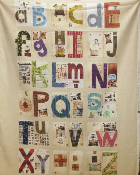 M Derse Alphabet Panel 140cm Ziffern Zeichen Stoffe Quilt Cabin Shop