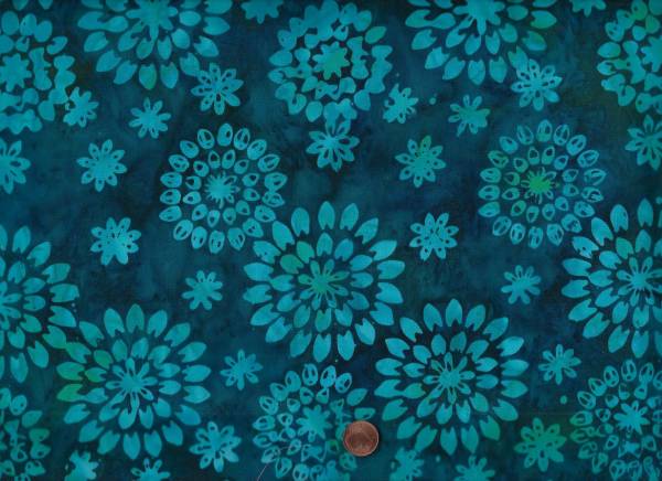 Batik Lagoon dark teal gr.. Blumen