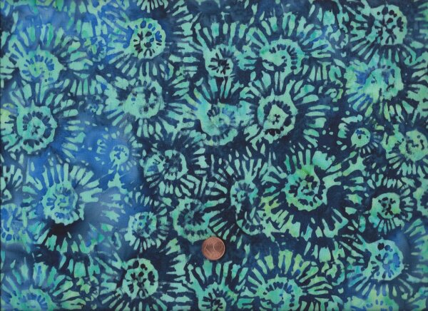 Batik Blüten deep sea