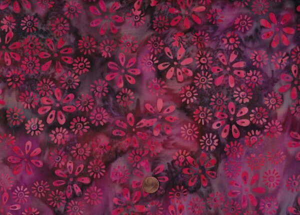 Batik Blüten raspberry