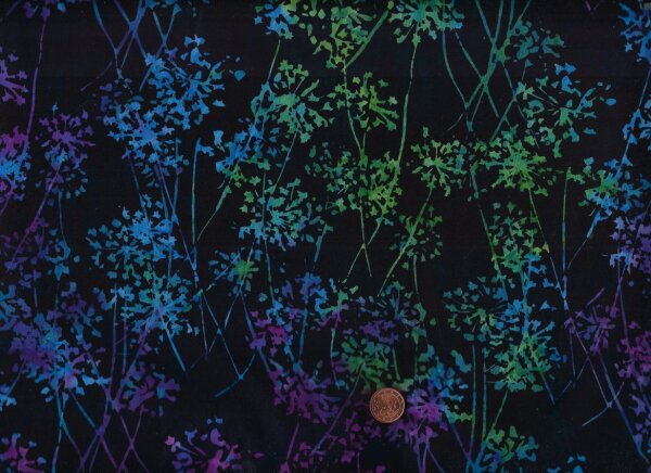 Batik Blumen schwarz-bunt