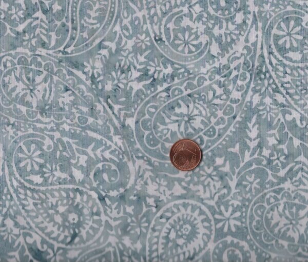 Batik Paisley grau-weiß