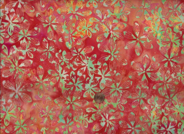 Batik Blüten orange-grün