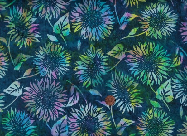 Batik Sonnenblumen blau-bunt