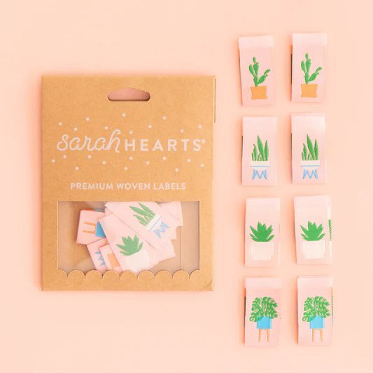 Sarah Hearts Woven labels houseplants