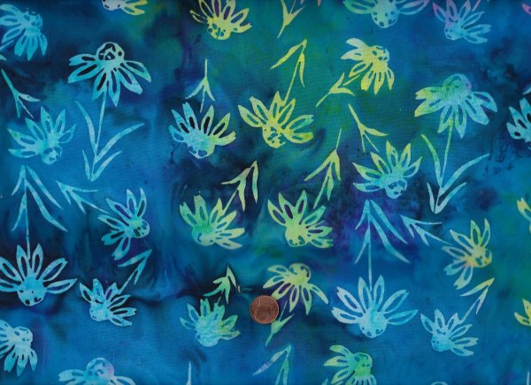 Batik Blumen blau-bunt