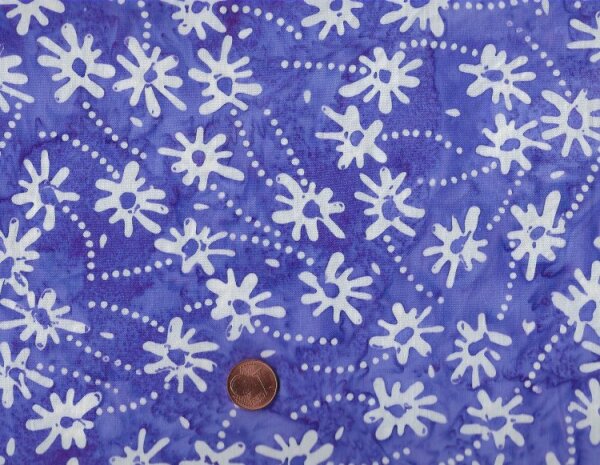 Batik Blumen lila-weiß